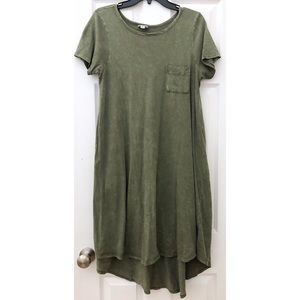 LulaRoe Carly Dress Acidwashed Army Olive Green
